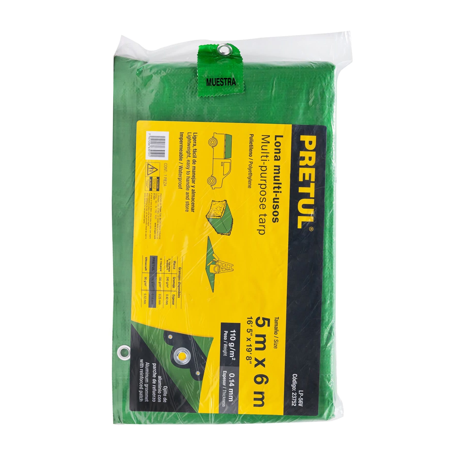 Foto 3 pulgar | Lona Pretul LP-56V color Verde 5 X 6 M