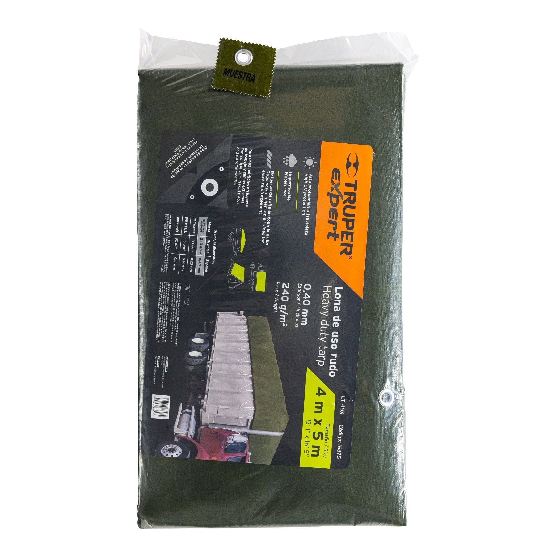 Foto 2 pulgar | Lona Uso Rudo 4 X 5 M Truper Lt-45x Color Verde