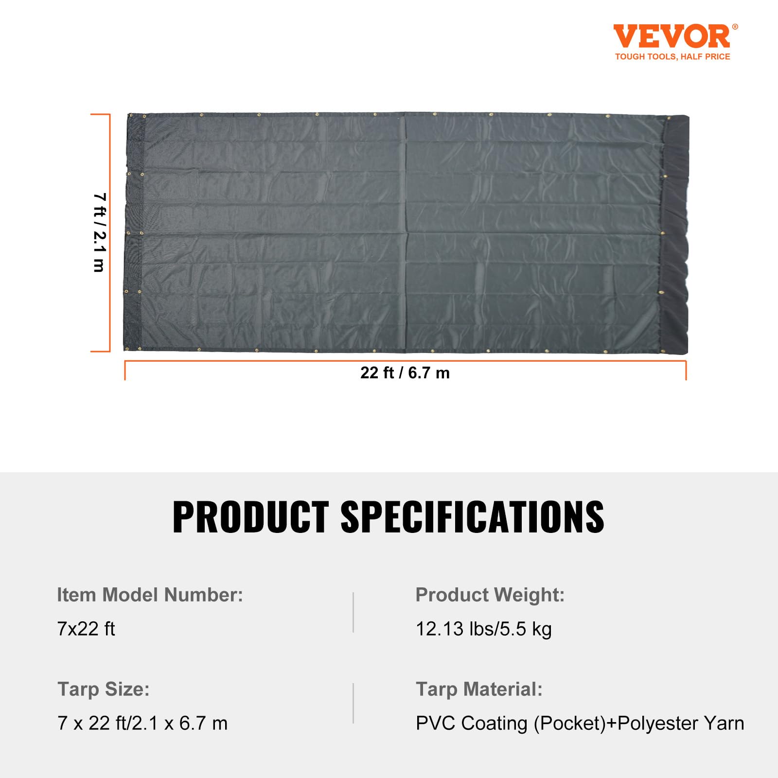 Foto 8 pulgar | Lona De Malla Vevor Para Volquetes, 7 X 22 Pies, Revestida De Pvc, Negra, Resistente - Venta Internacional.