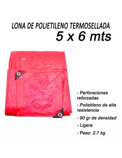 Foto 7 | Lona de Polietileno Termosellada Reforzada Roja 90 gr 5x6 m