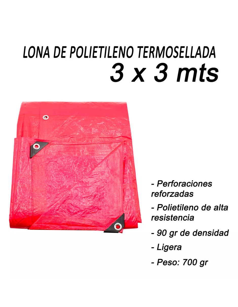 Foto 7 | Lona de Polietileno Alfa Termosellada Roja 3 x 3 m