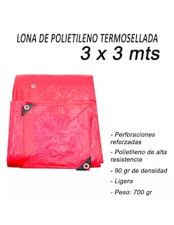 Foto 7 | Lona de Polietileno Alfa Termosellada Roja 3 x 3 m