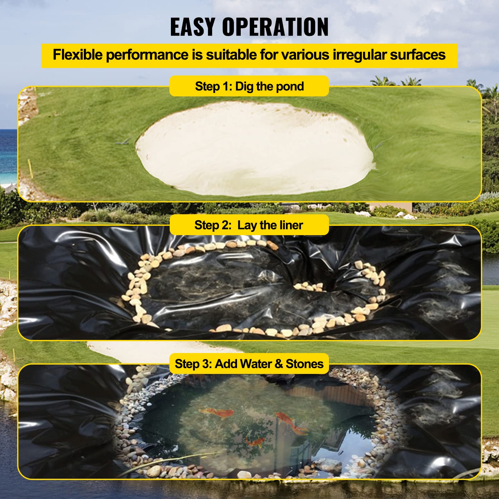 Foto 5 pulgar | Pond Liner Vevor, Material Lldpe De 4,6 X 6 M Y 0,5 Mm De Grosor - Venta Internacional.