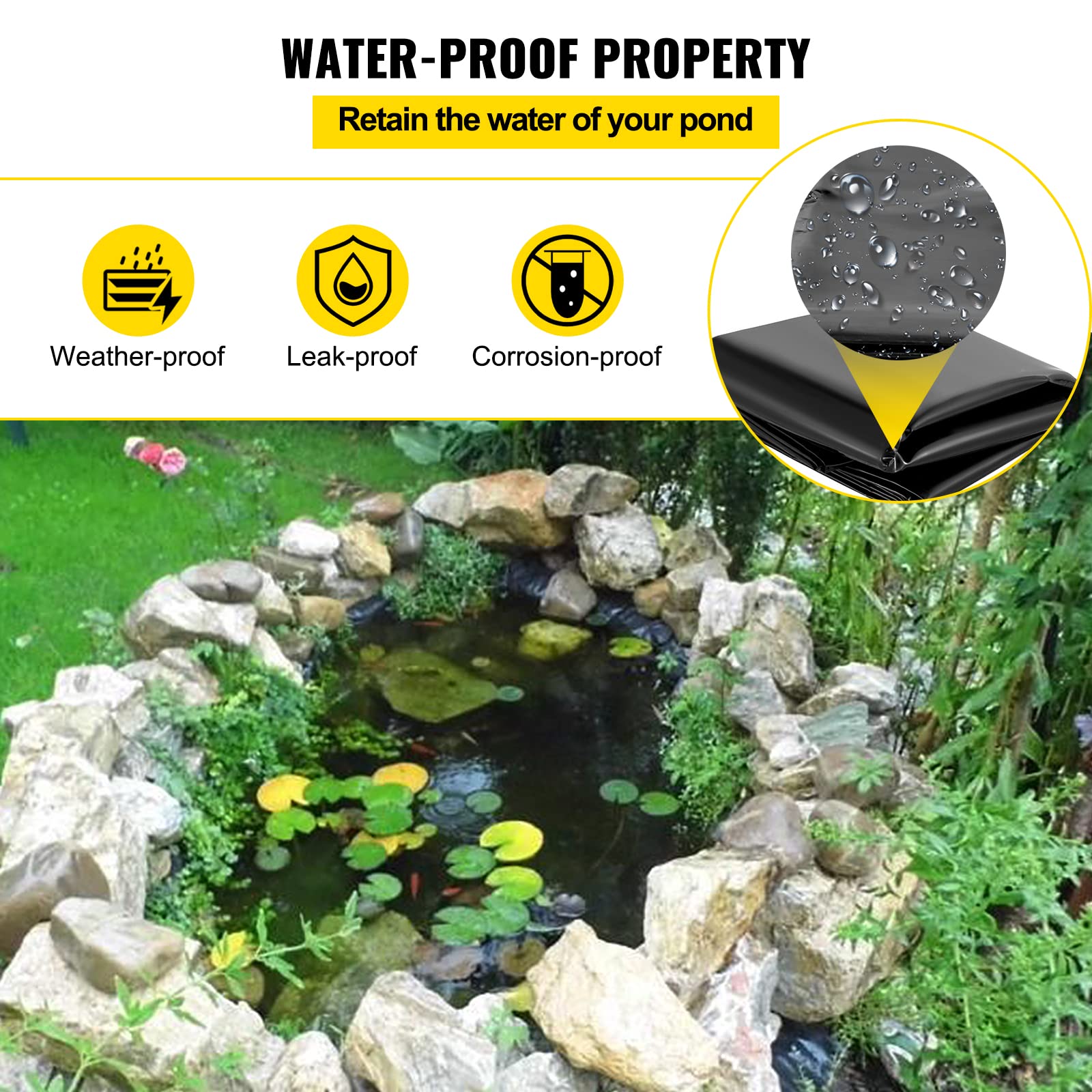 Foto 6 pulgar | Pond Liner Vevor, Material Lldpe De 4,6 X 6 M Y 0,5 Mm De Grosor - Venta Internacional.