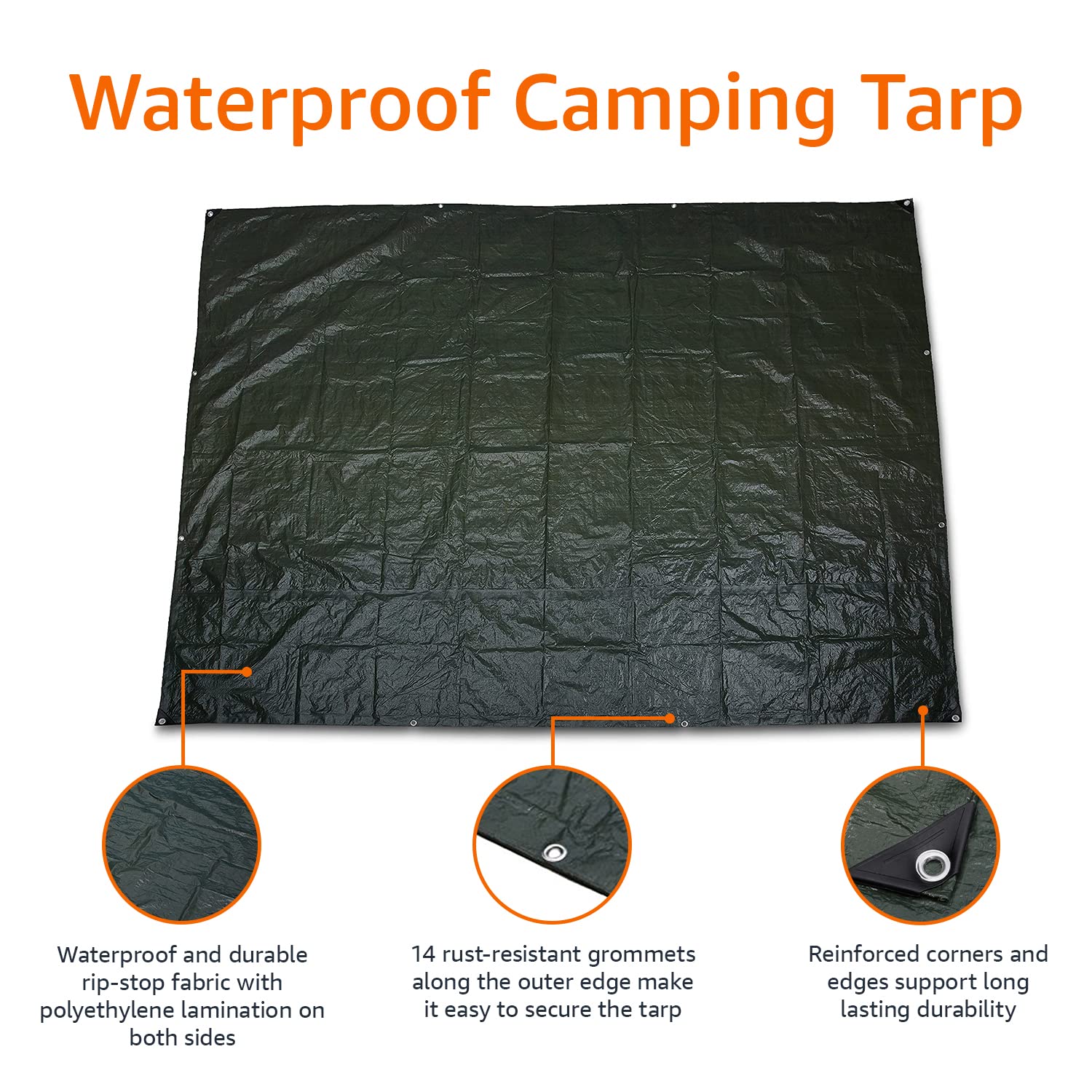 Foto 2 | Lona De Acampada Amazon Basics, Impermeable, 3 M X 3,6 M, Color Verde Oscuro - Venta Internacional.
