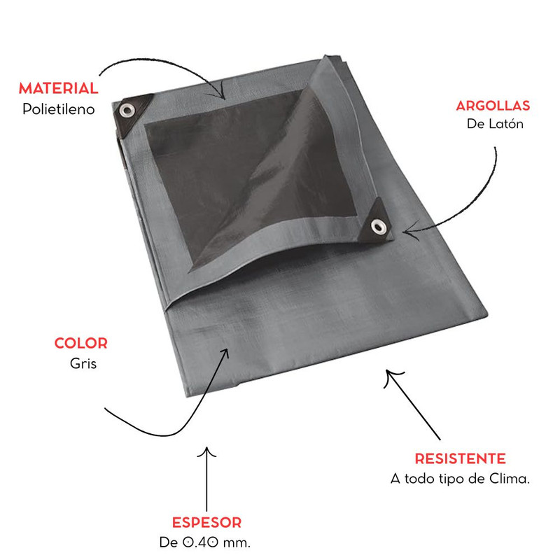 Foto 4 pulgar | Lona Impermeable Polietileno Uso Rudo 4 X 6 M Urrea Gris