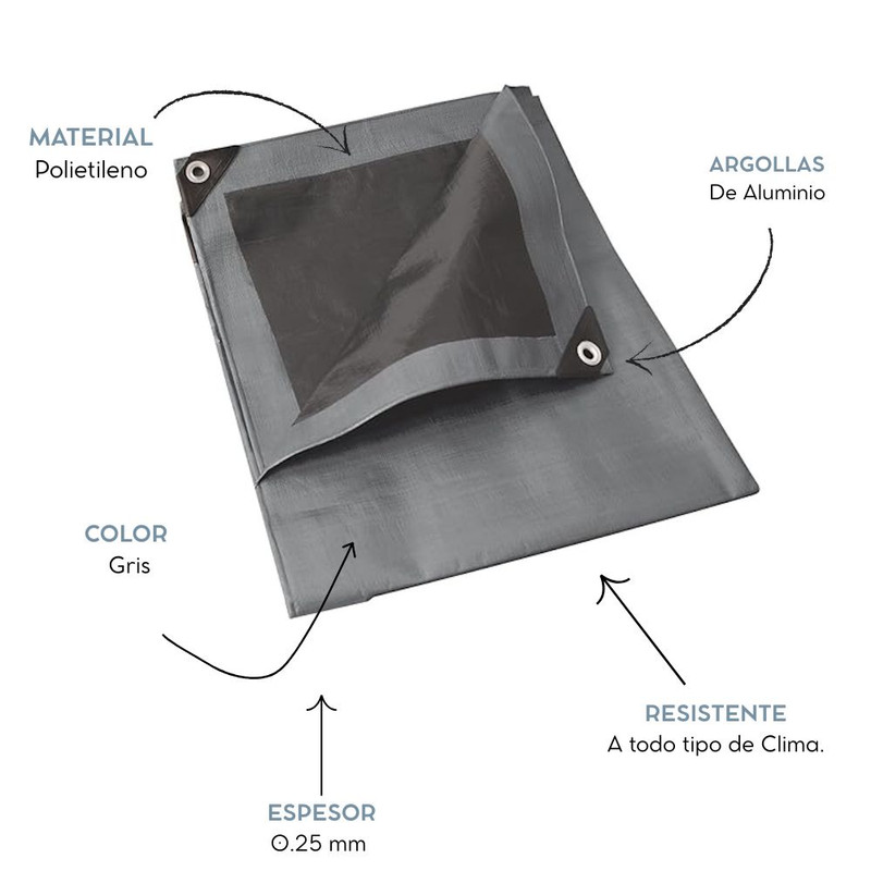 Foto 4 pulgar | Lona Surtek  Impermeable Polietileno Reforzada  6 X 9 M Gris