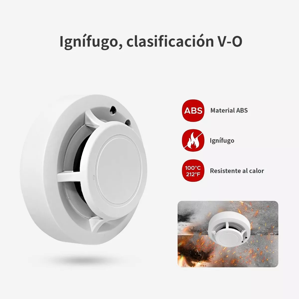 Foto 4 pulgar | Kit Detector De Humo  Alarma con Sonido 4pcs Eo Safe Imports Esi-10075 Blanco