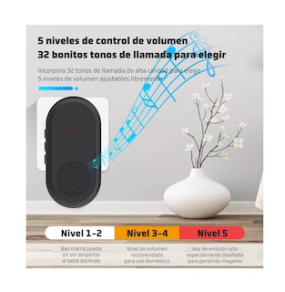 Foto 3 | Timbre Inalámbrico Impermeable Duradero Con Led 1 T 2 Negro
