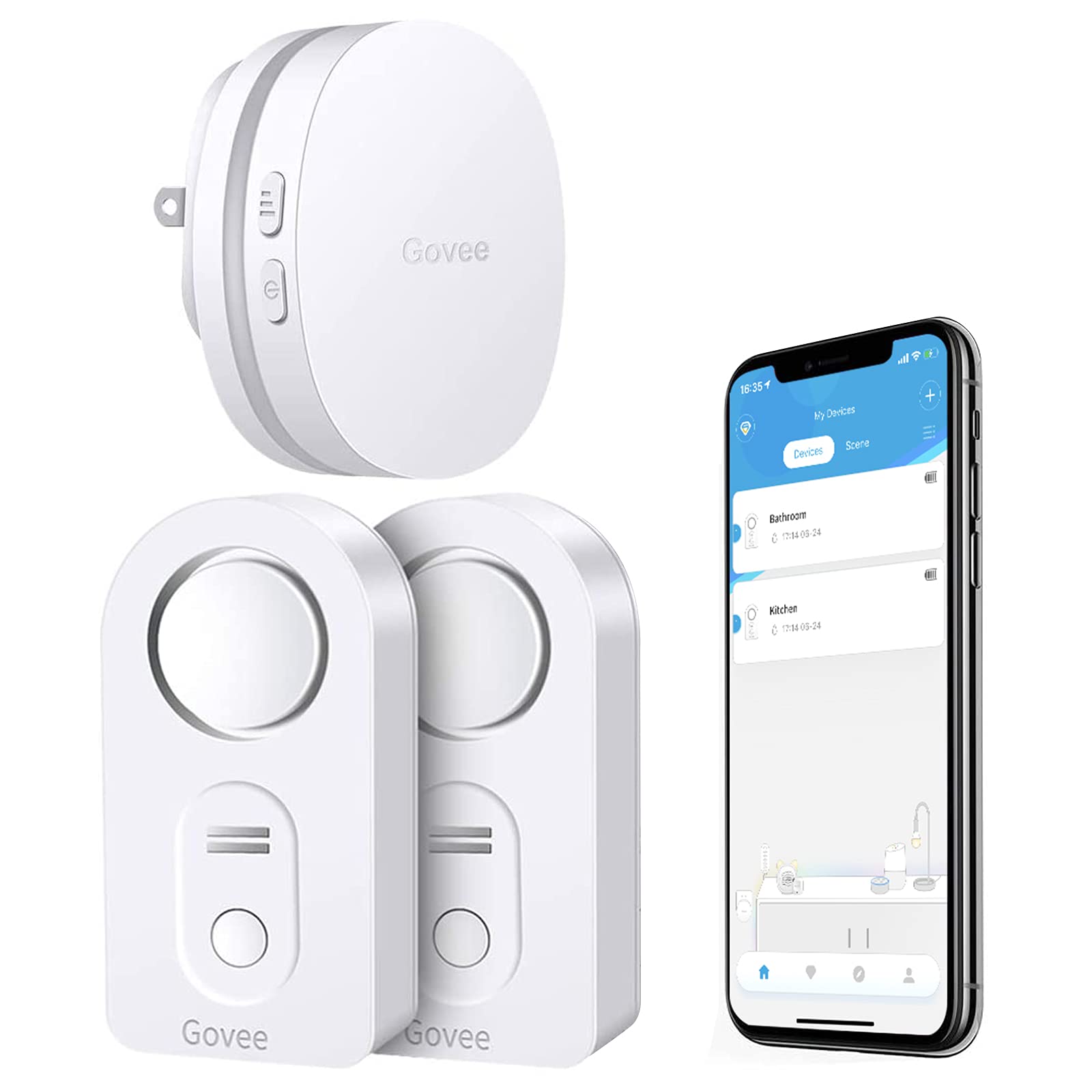 Paquete De 2 Sensores De Agua Govee Wifi Con Alarma De 100 Db Y Alertas De Aplicaciones - Venta Internacional.