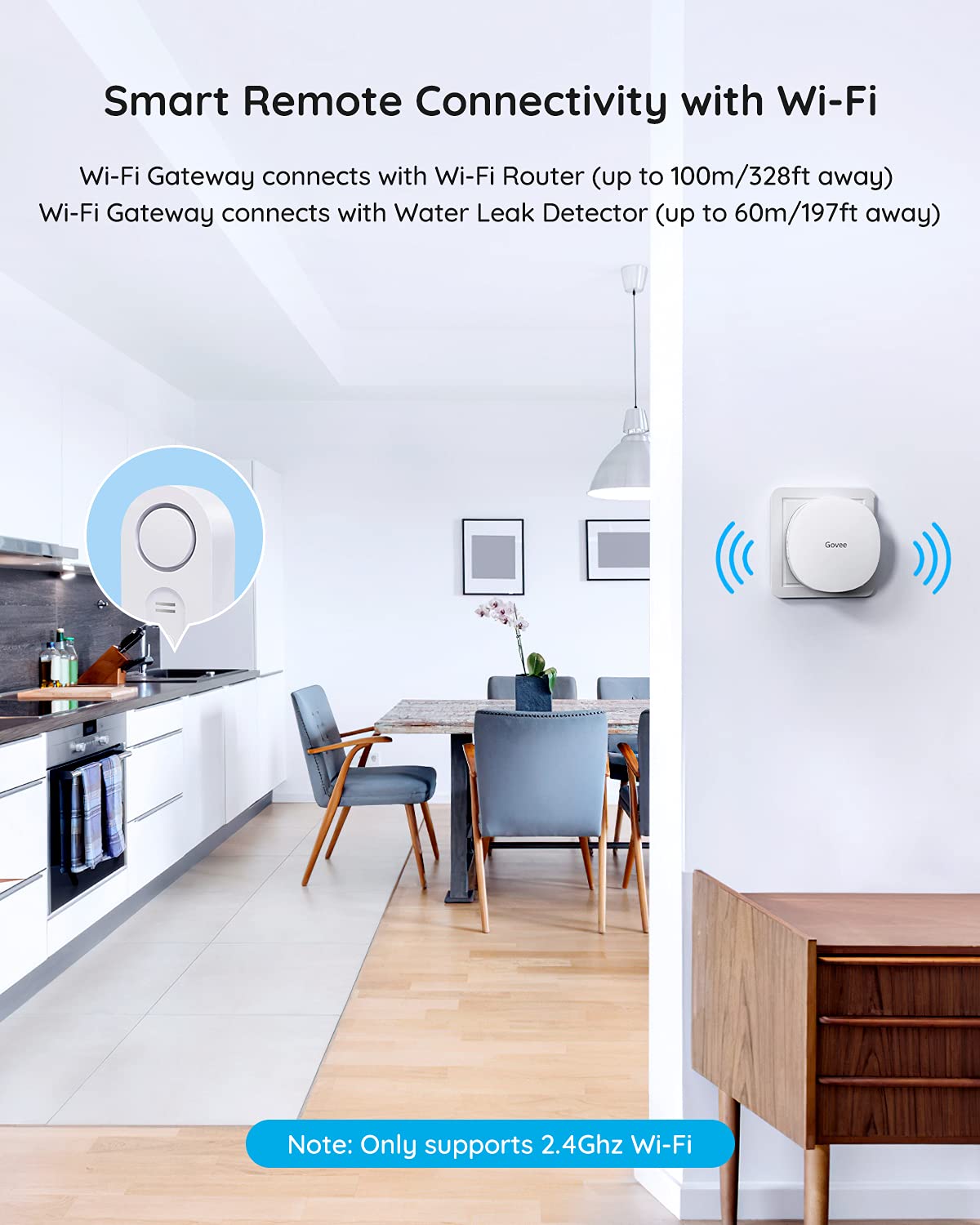 Foto 3 | Paquete De 2 Sensores De Agua Govee Wifi Con Alarma De 100 Db Y Alertas De Aplicaciones - Venta Internacional.