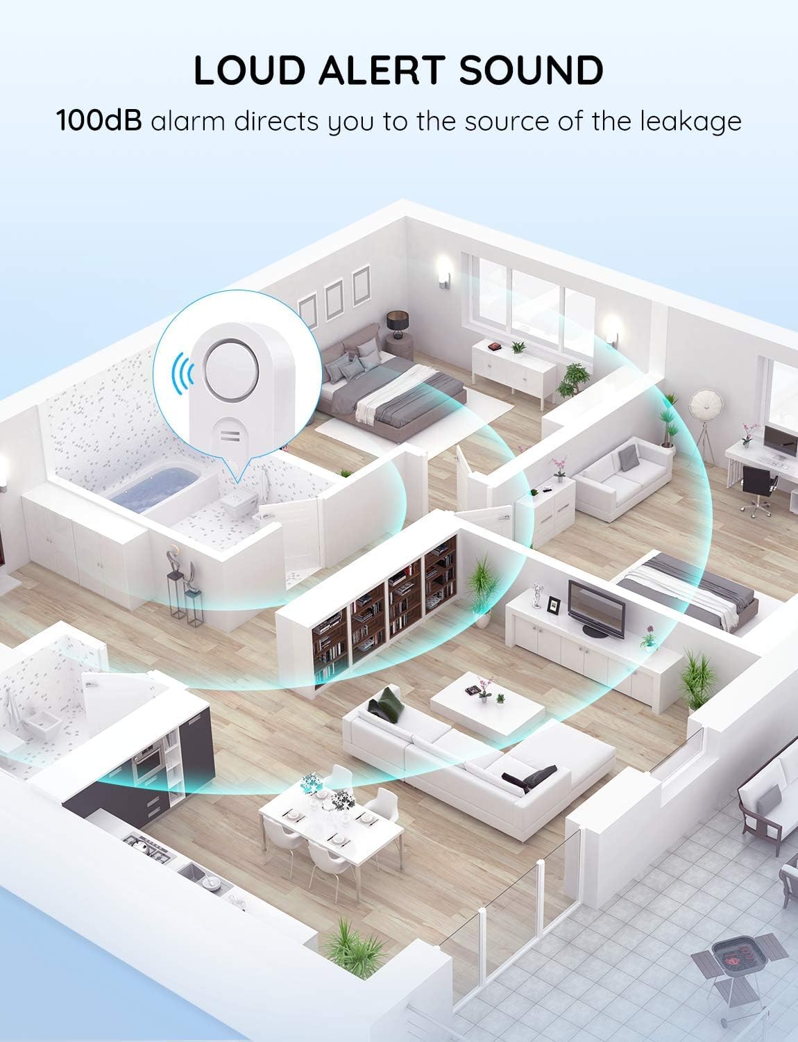 Foto 7 | Detector De Fugas Inteligente Govee Wifi, Paquete De 3 Unidades, Alarma De 100 Db - Venta Internacional.