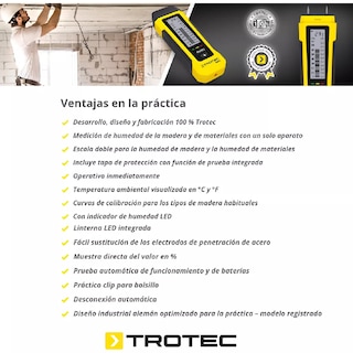 Foto 2 | Medidor de Humedad para Madera y Yeso con Escala Doble y Linterna Led Bm22 Trotec