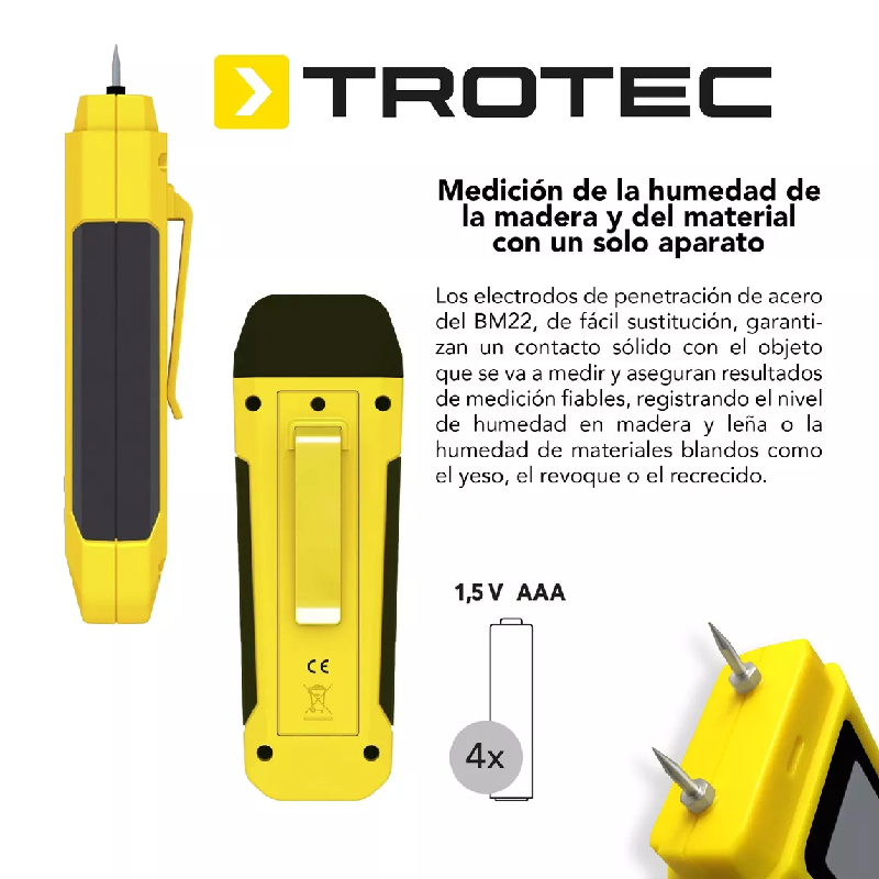 Foto 4 pulgar | Medidor Humedad Para Madera Yeso Con Linterna Led Trotec Bm22