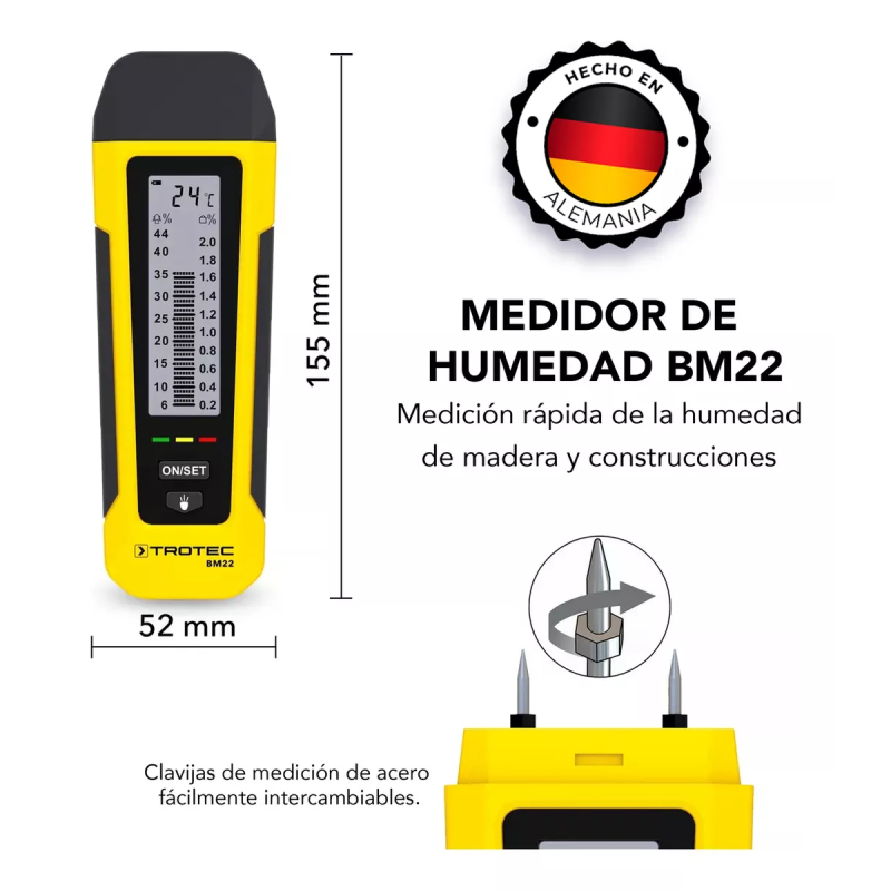 Foto 5 pulgar | Medidor Humedad Para Madera Yeso Con Linterna Led Trotec Bm22