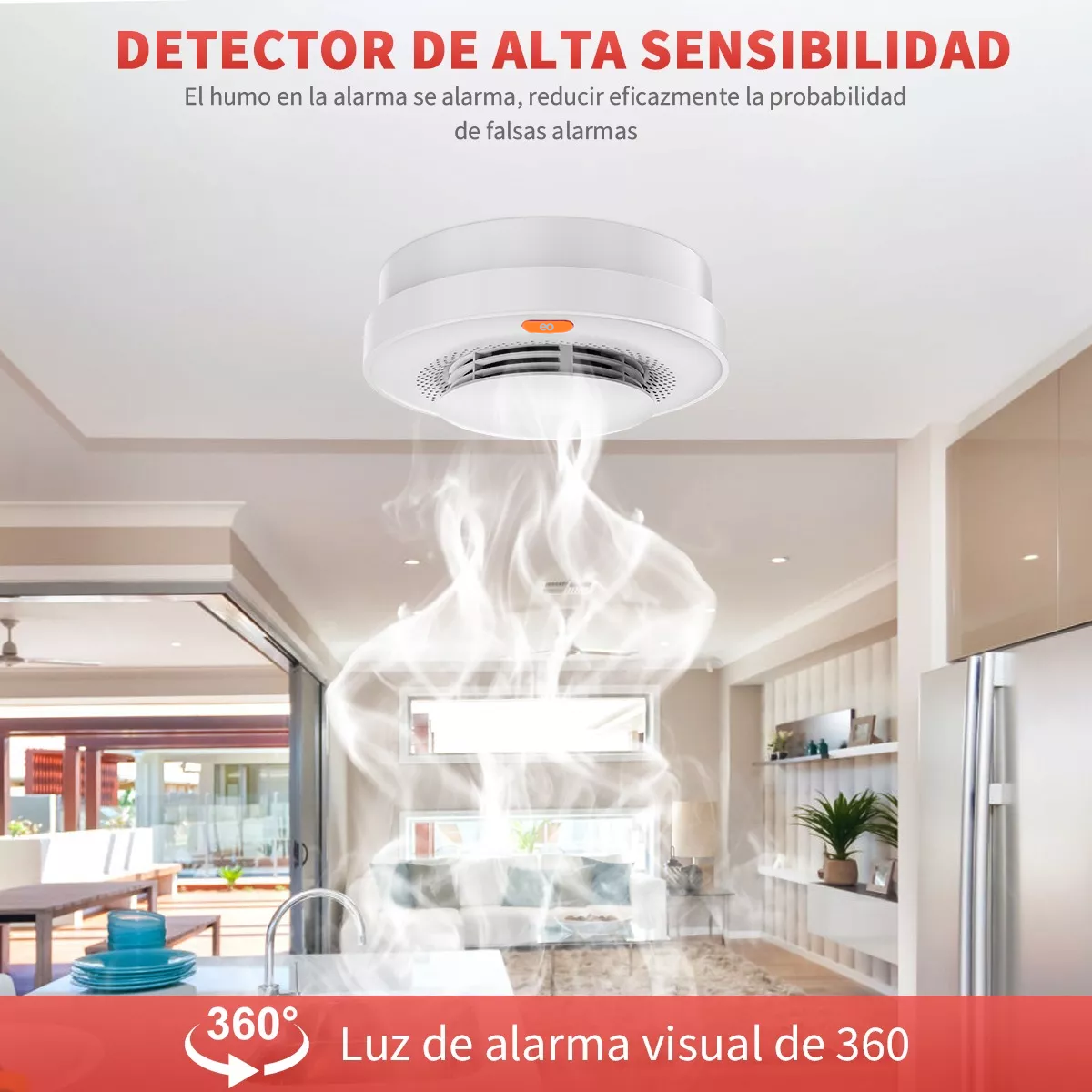 Foto 3 | Detector De Humo Alarmas Y Sensores Wifi Inteligent Eo Safe Imports Esi-12580 Blanco-1