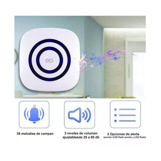 Foto 2 | Language Sensor Detector Movimiento Timbre Con Carillón Inalámbrico Eo Safe Imports Esi-9536-1 Blanco