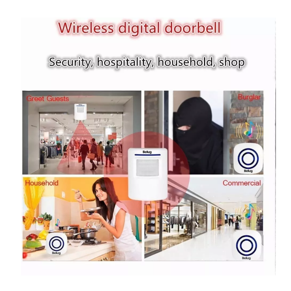 Foto 4 | 2 Detector De Movimiento Con Campana Timbre Negocios Tiendas Blanco Belug