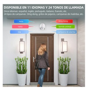 Foto 4 | Sensor De Movimiento Alarma Presencia Timbre Blanco Con Rosa