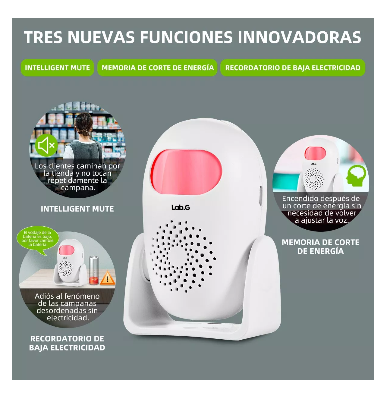 Foto 6 pulgar | Sensor De Movimiento Alarma Presencia Timbre Blanco Con Rosa