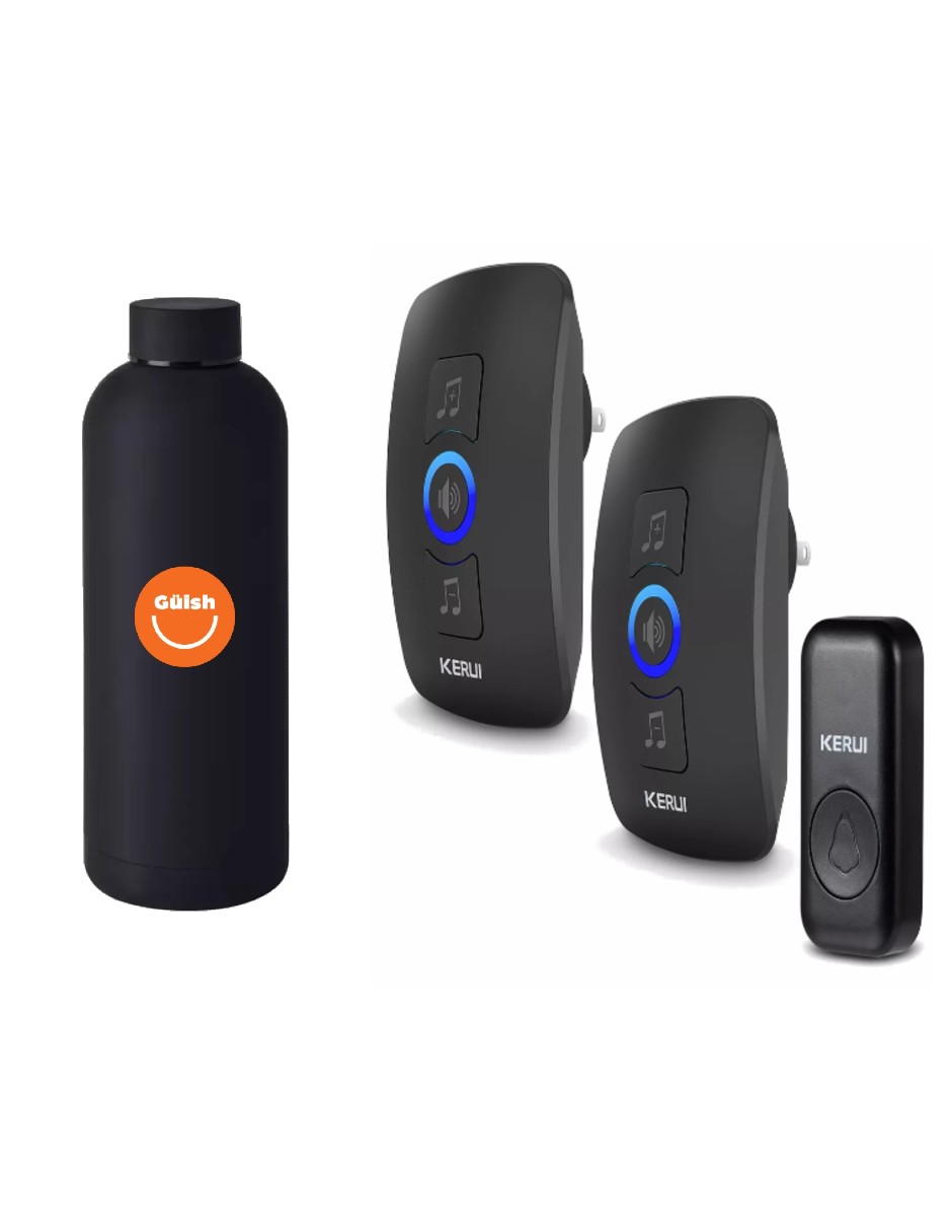 Foto 1 | Timbre Inalámbrico Impermeable Con 1 Transmisor/2 Receptores + Termo De Agua De Regalo Güish