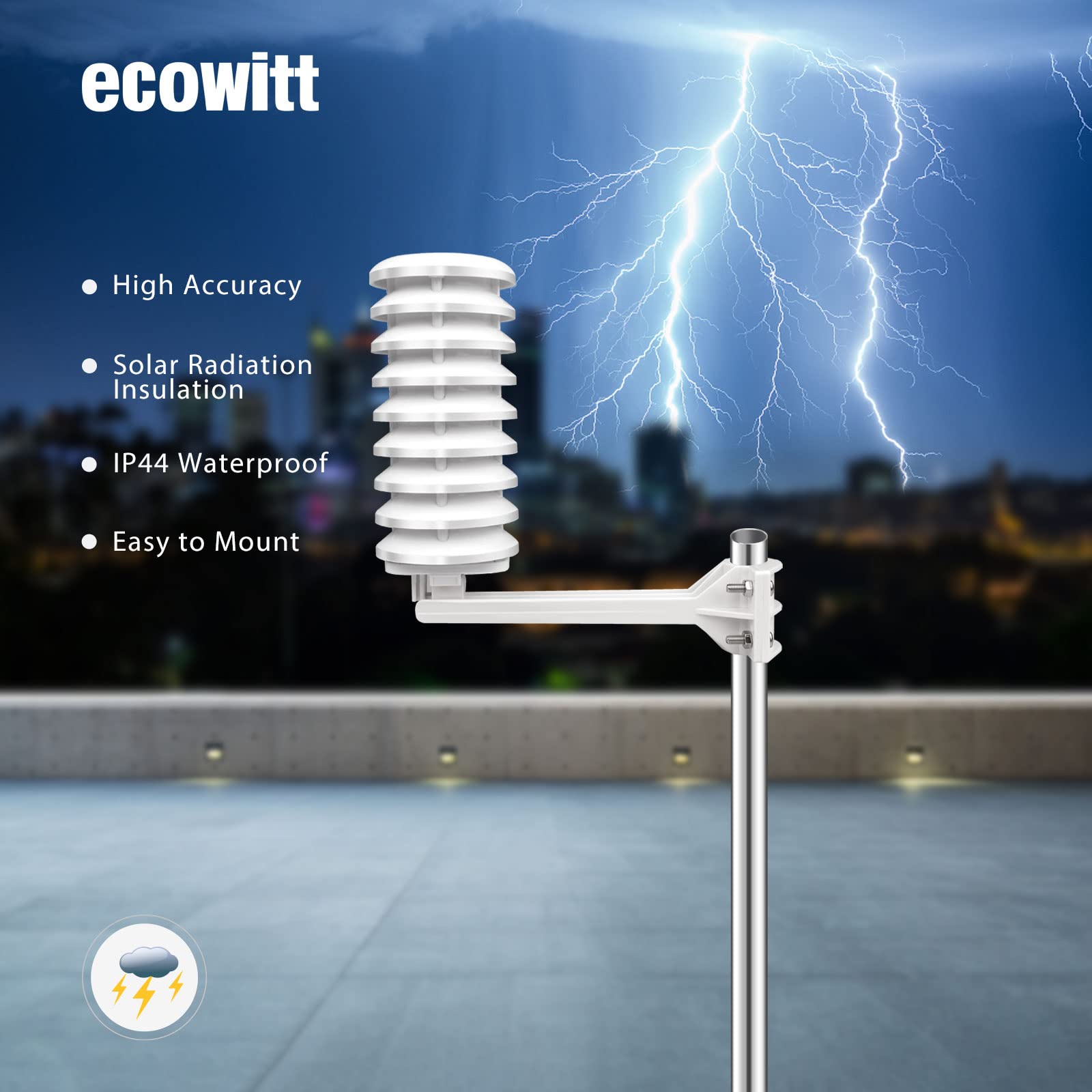 Foto 5 pulgar | Sensor Detector De Rayos Ecowitt Wh57 Inalámbrico Con Alerta - Venta Internacional.