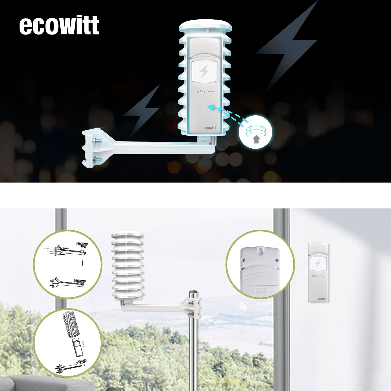 Foto 6 pulgar | Sensor Detector De Rayos Ecowitt Wh57 Inalámbrico Con Alerta - Venta Internacional.