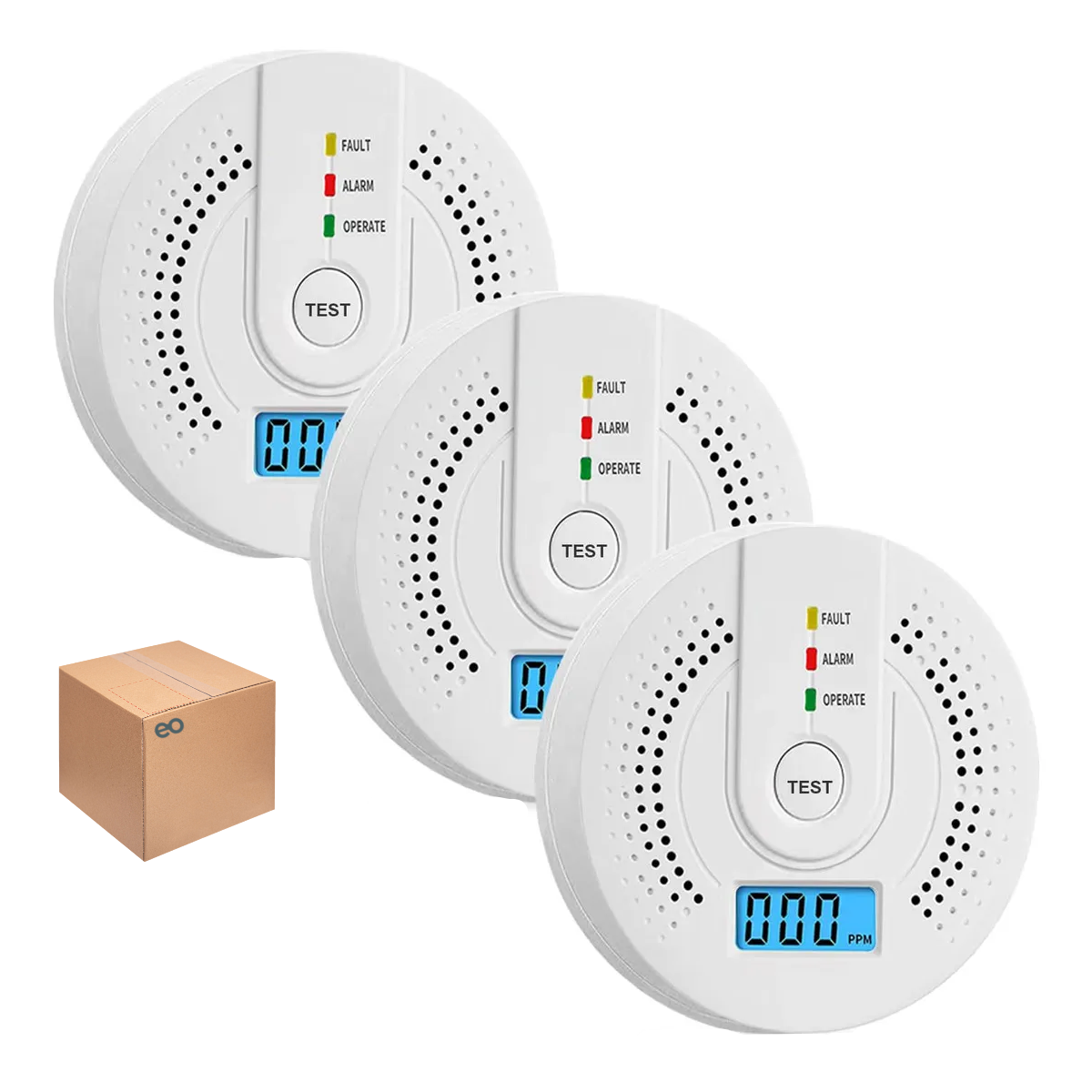 Detector De Monóxido De Carbono 3pzas Con Alta Cobertura Eo Safe Imports Esi-20894 Blanco