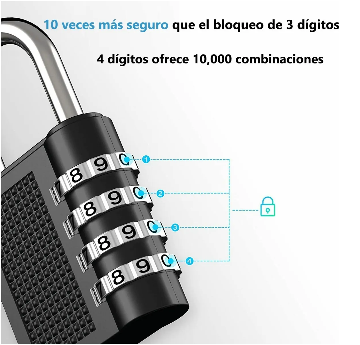 Foto 4 pulgar | 2 Piezas Candados De Combinación Eo Safe Imports ESI-108 Negro