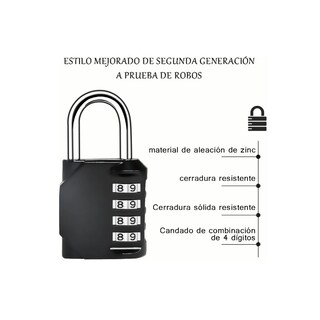 Foto 3 | Candados de Seguridad con Combinación 4 Dígitos 2 piezas color Negro