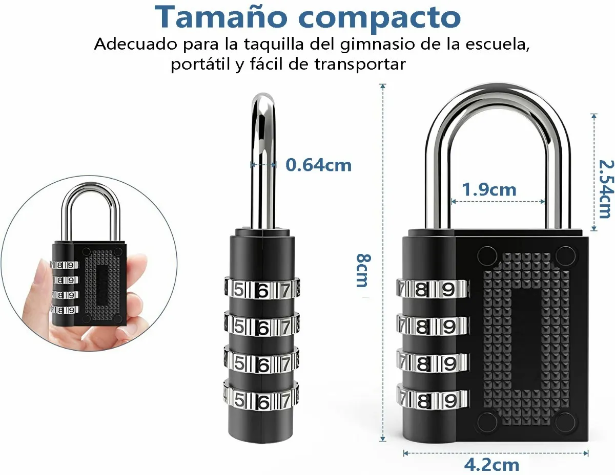 Foto 4 pulgar | Candados De Combinación Malubero 4 Ciritas Negro 2 Piezas