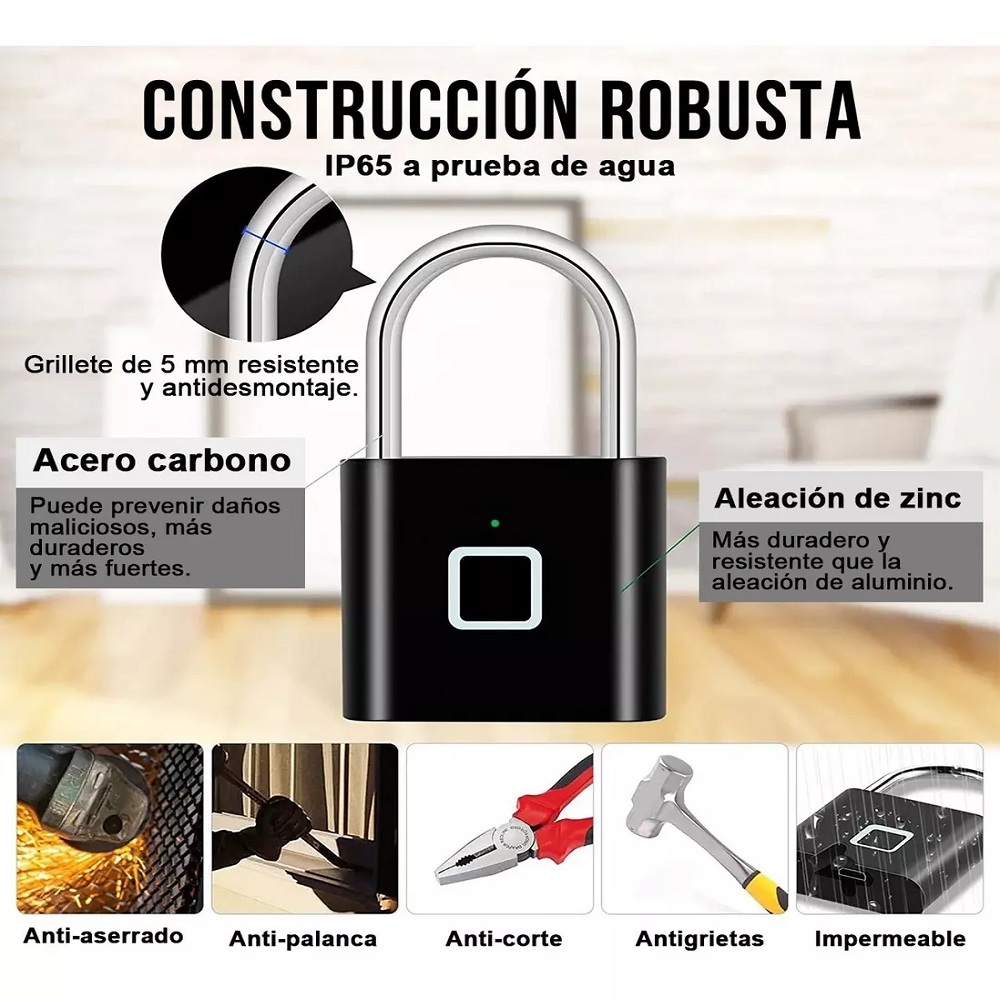 Foto 3 pulgar | Candado Inteligente de Seguridad Malubero Huellas Dactilares