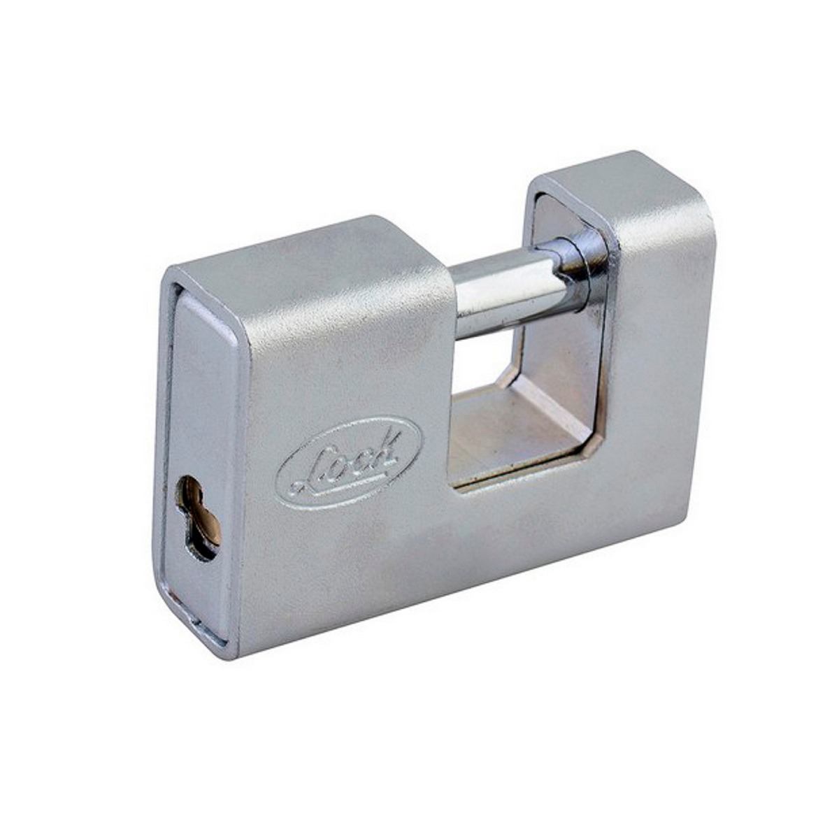 Candado Cortina Hierro Lock 80mm Cromo Brillante Llave Puntos