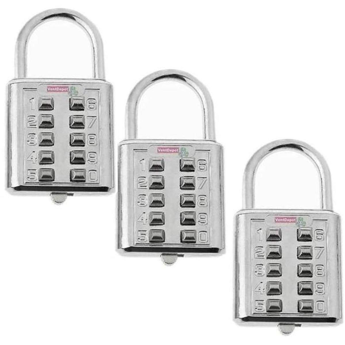 Candado Ventdepot Mxlks009 color Plata 3 Piezas