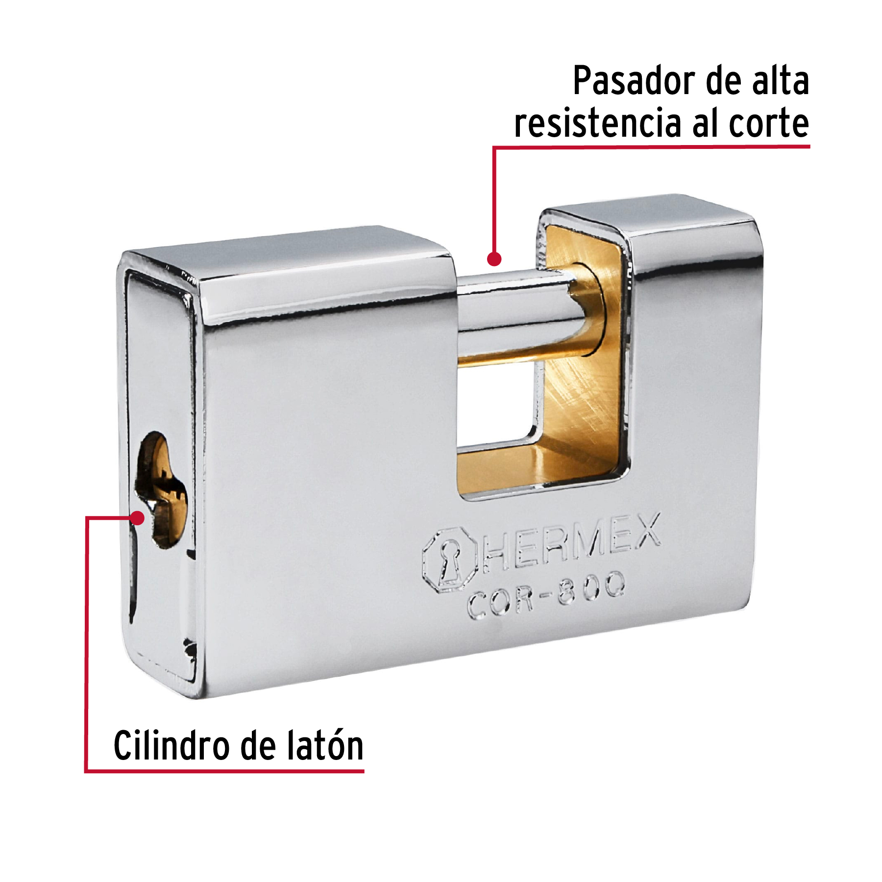 Foto 3 pulgar | Candado Antipalanca 80 mm Hermex Blindado Llave Puntos