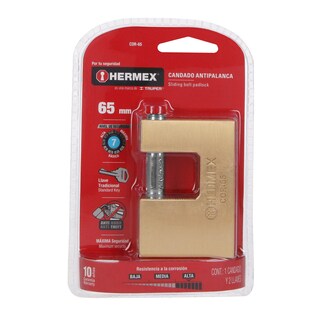 Foto 2 | Candado Antipalanca 65mm Hermex Cuerpo de Latón Llave Tradicional