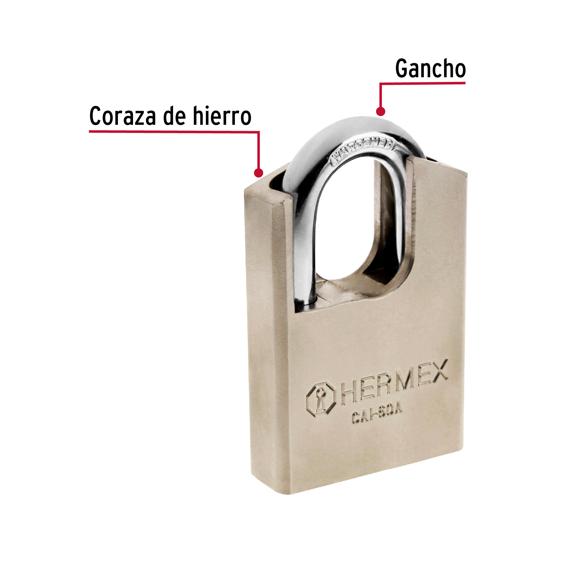 Foto 3 pulgar | Candado Hermex Cai60a color Dorado