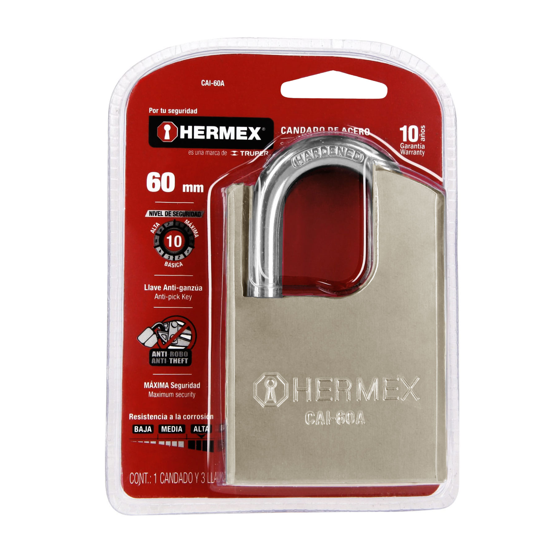 Foto 4 pulgar | Candado Hermex Cai60a color Dorado