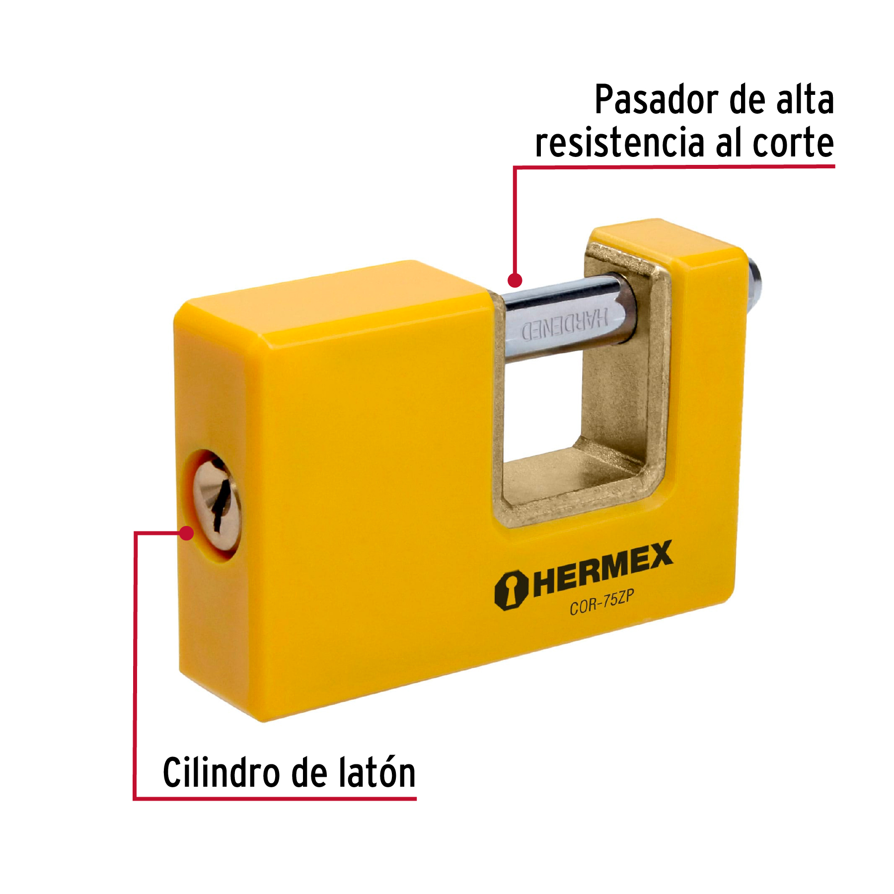 Foto 3 pulgar | Candado Antipalanca 75 mm  Hermex Basic
