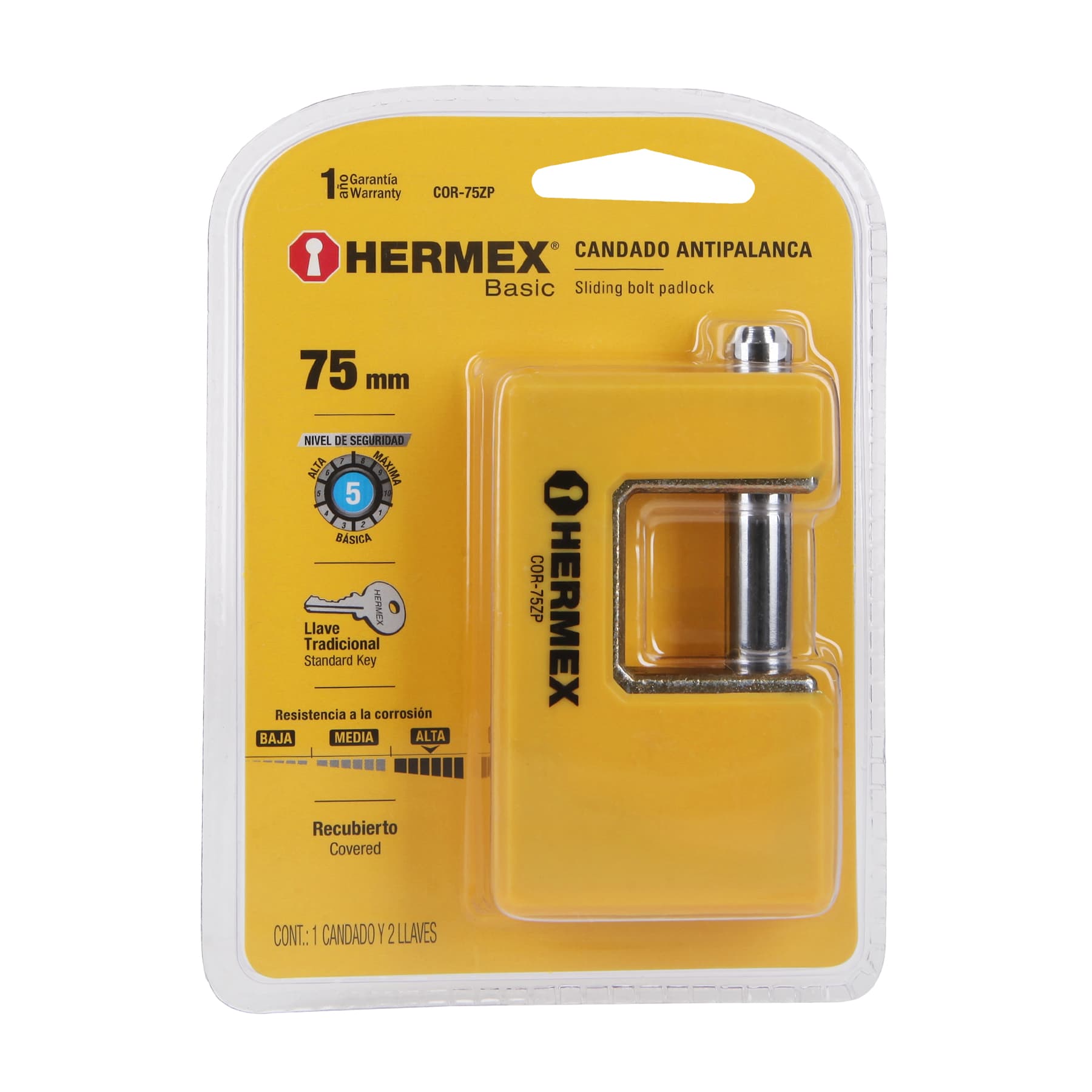 Foto 4 pulgar | Candado Antipalanca 75 mm  Hermex Basic