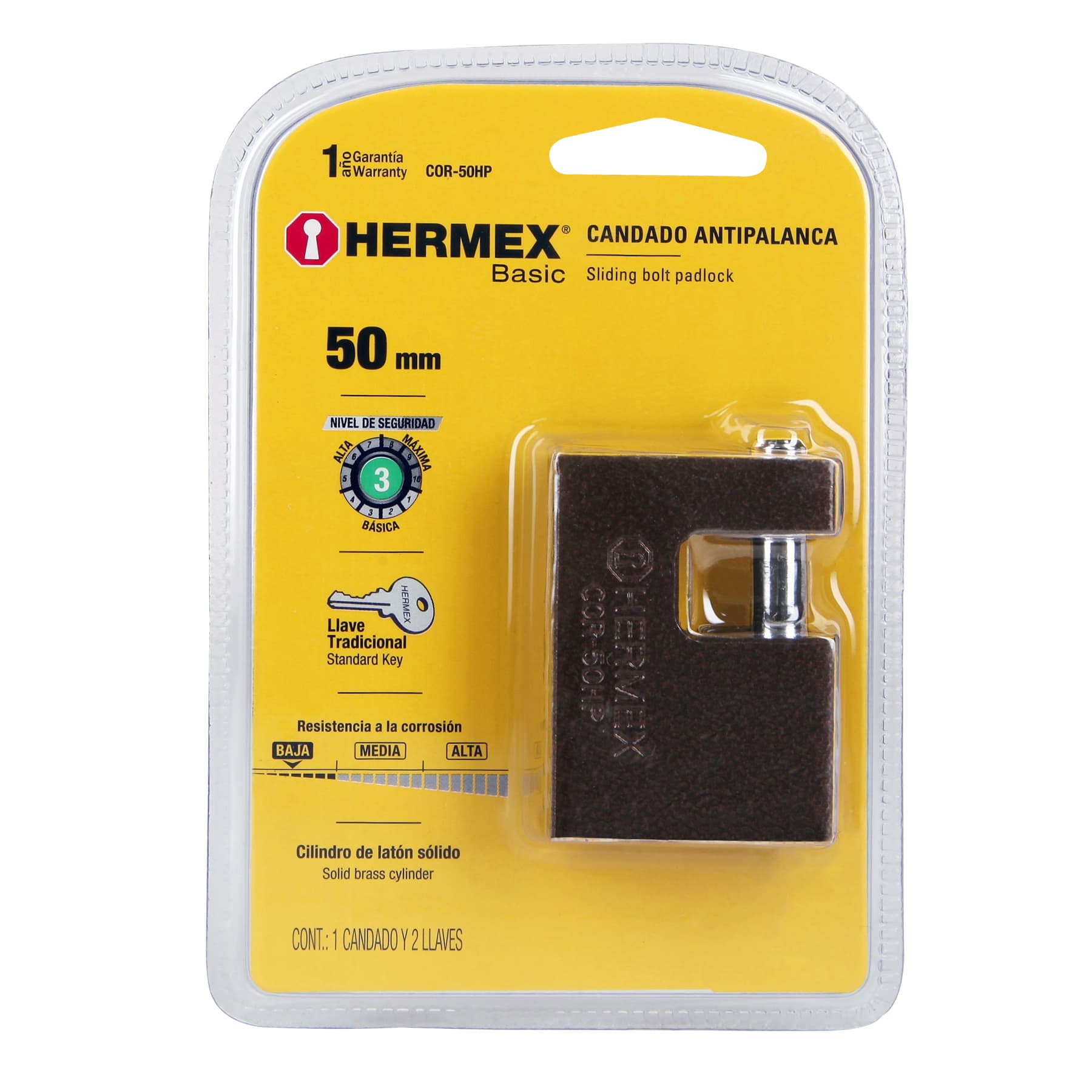 Foto 4 pulgar | Candado Antipalanca 50 mm Hermex Basic