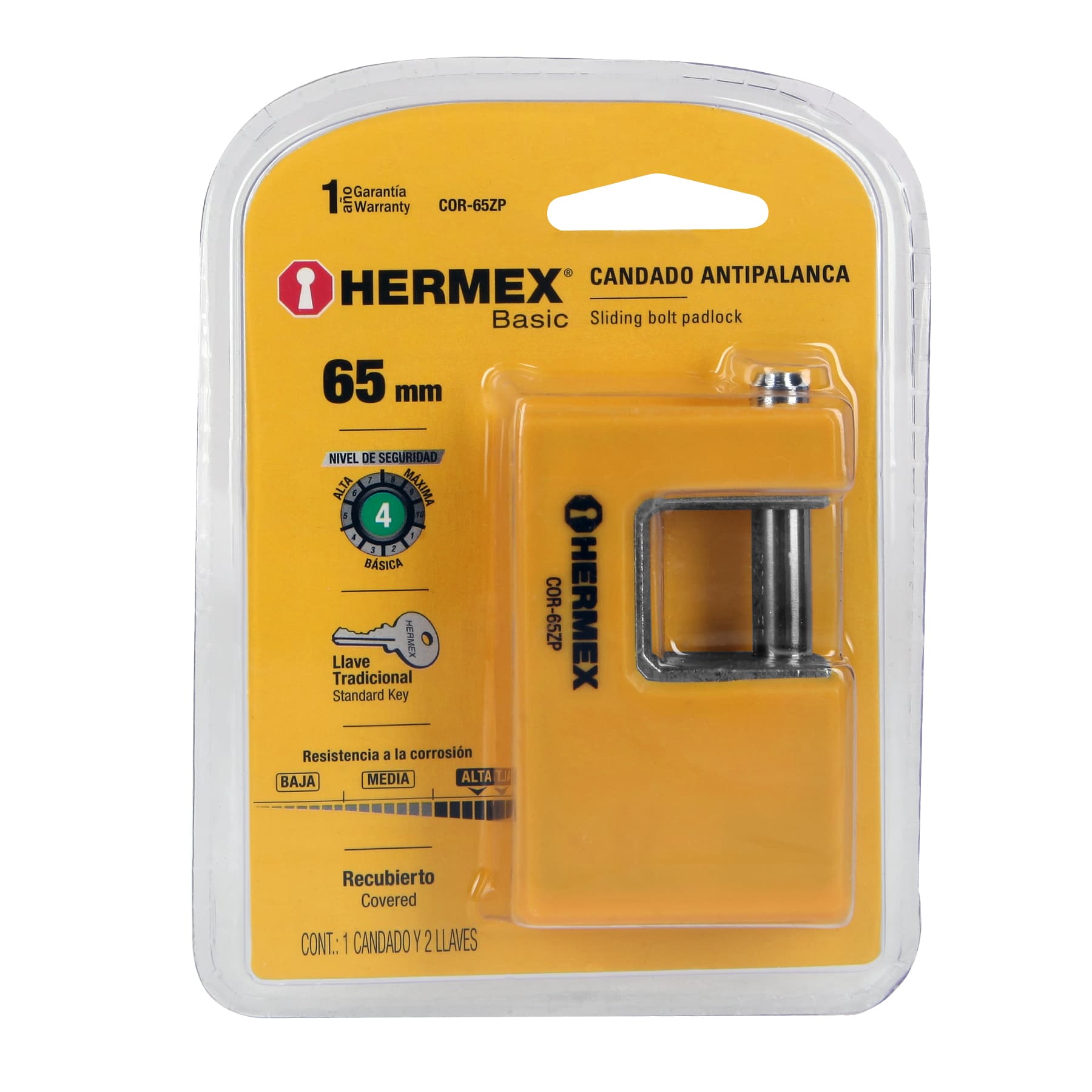 Foto 4 pulgar | Candado Antipalanca 65 mm Hermex Basic