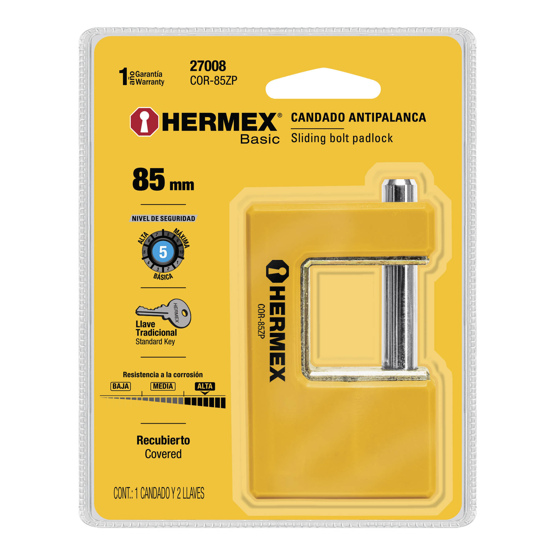Foto 4 pulgar | Candado Antipalanca 85 mm Hermex Basic