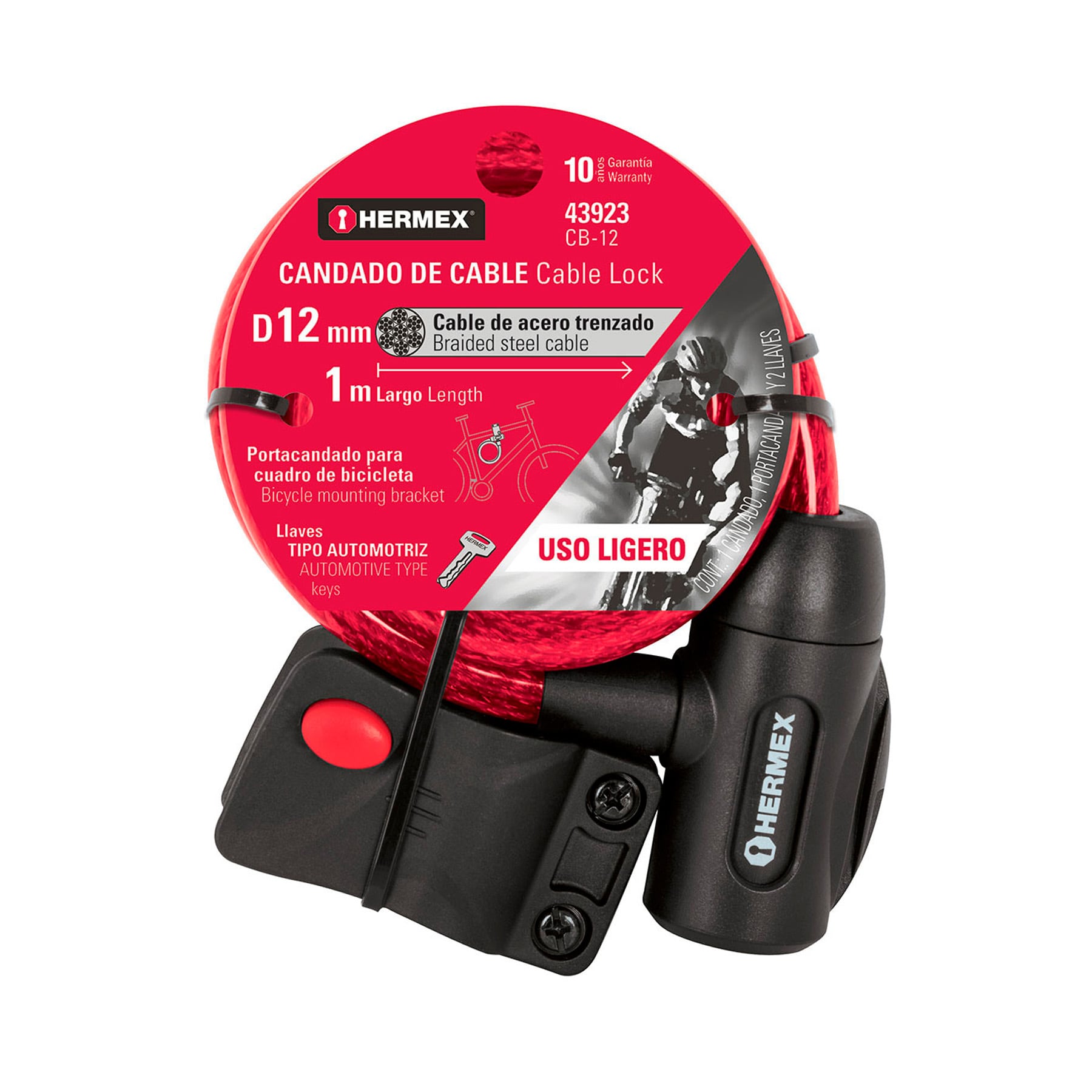 Foto 4 pulgar | Candado con Llaves Hermex Cb12 color Rojo