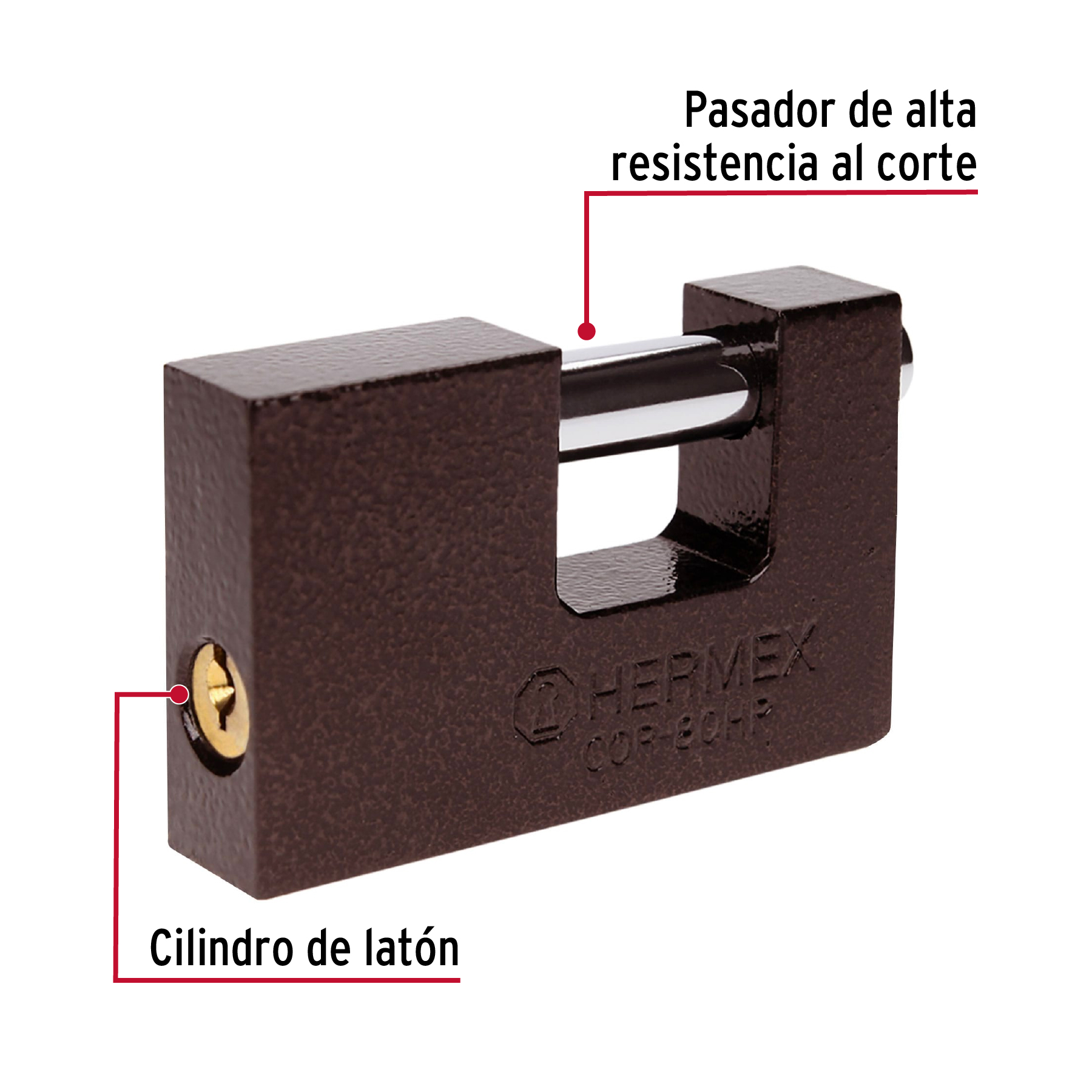 Foto 3 pulgar | Candado Antipalanca 80 m Hermex Basic