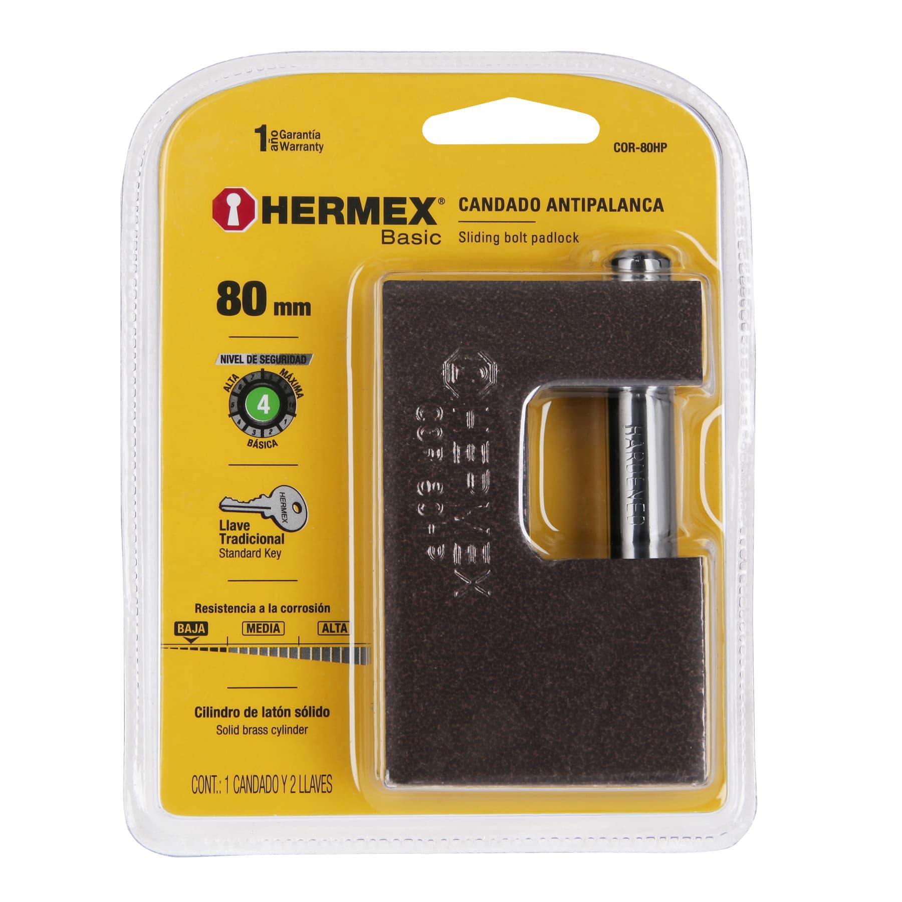 Foto 4 pulgar | Candado Antipalanca 80 m Hermex Basic