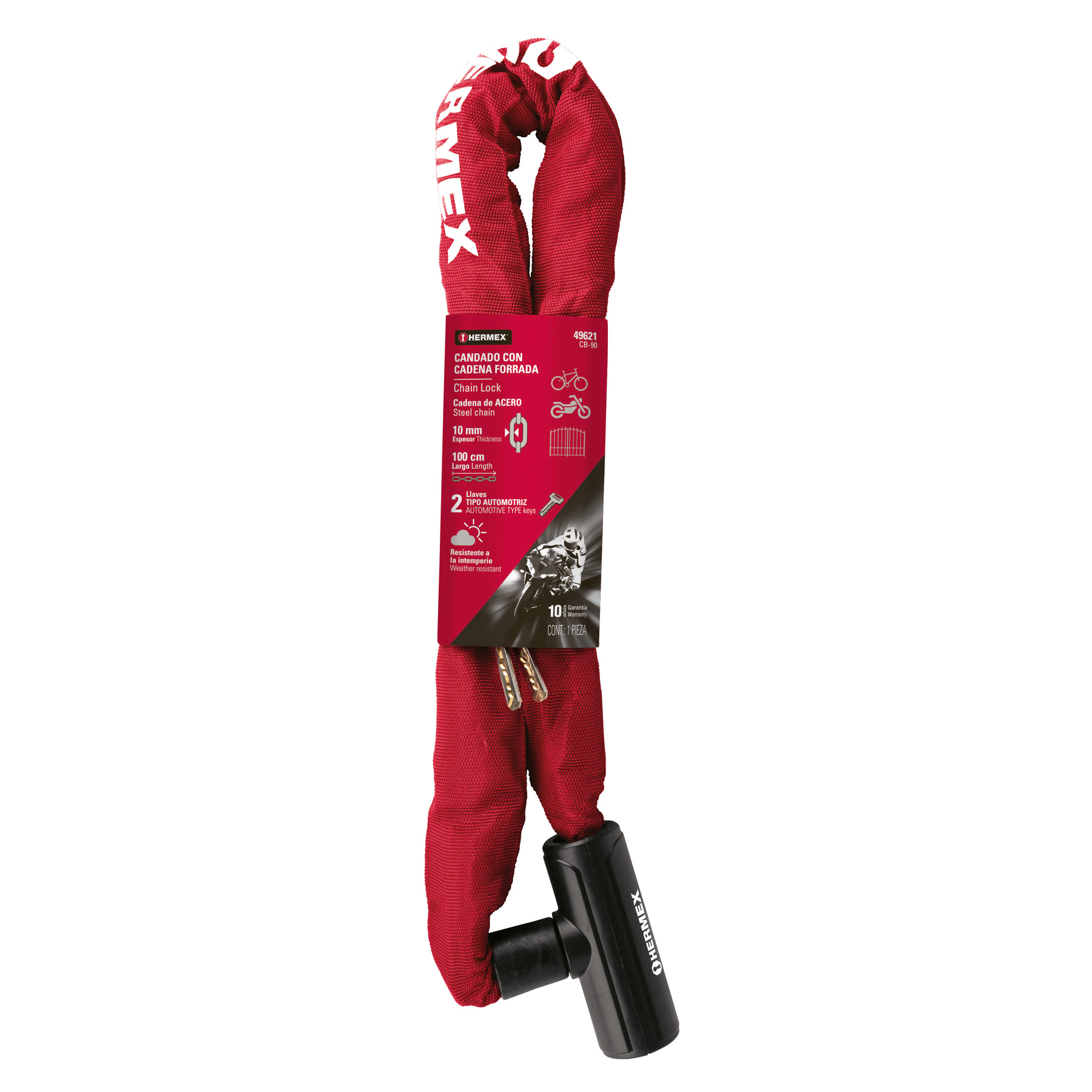 Foto 4 pulgar | Candado Hermex Cb90 color Rojo