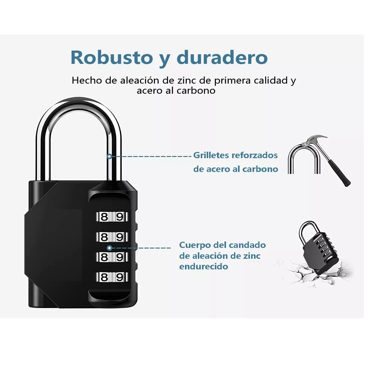 Foto 2 | Candados de Combinación Eo Safe Imports Esi-8372 color Negro 4 Dígitos 2 PZAS