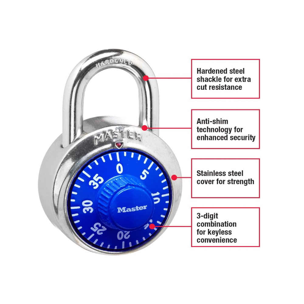 Foto 3 | Candado de Combinación Master Lock 1505DMX Multicolor 4 Piezas