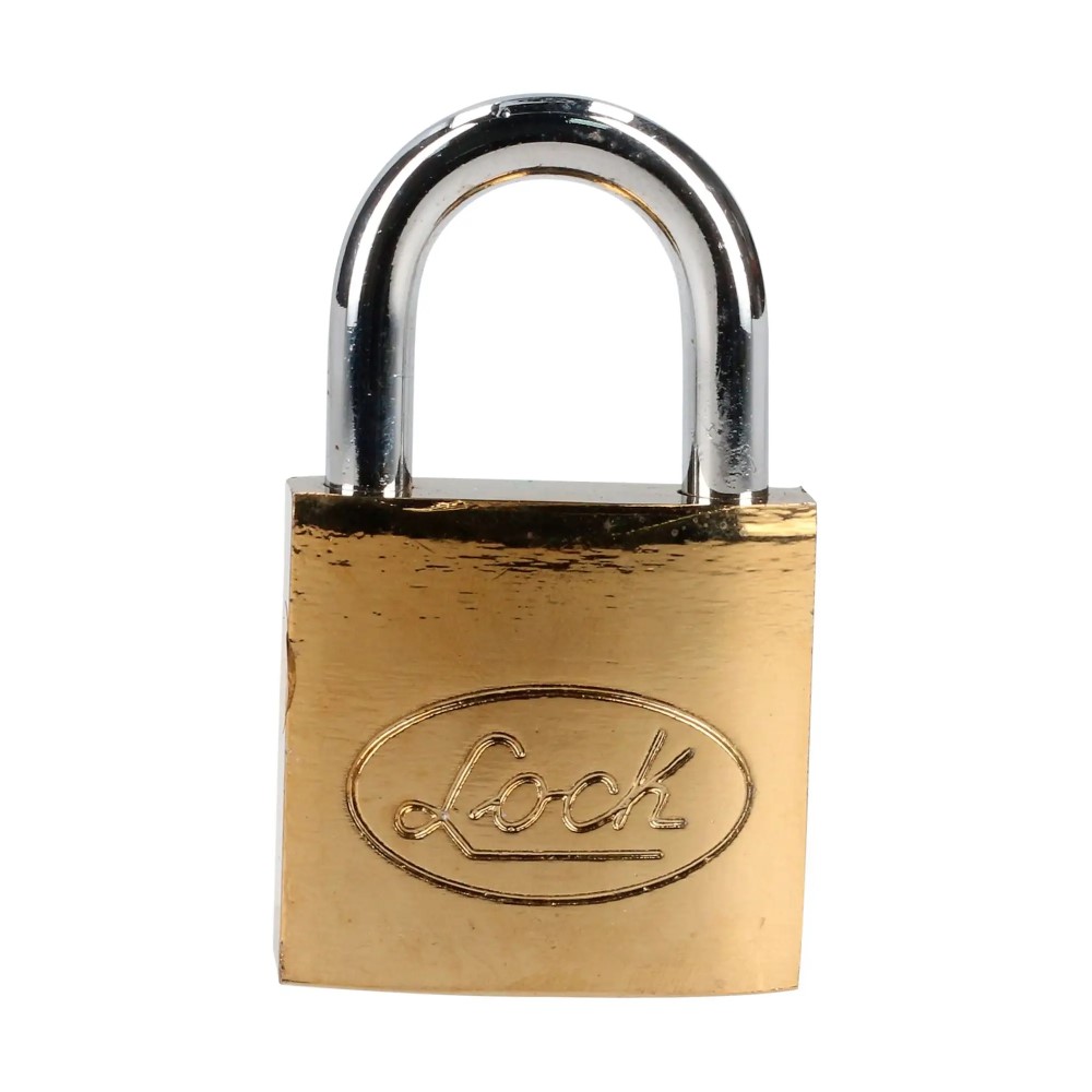 Candado Acero Gancho Corto 32mm Acabado Latonado Lock